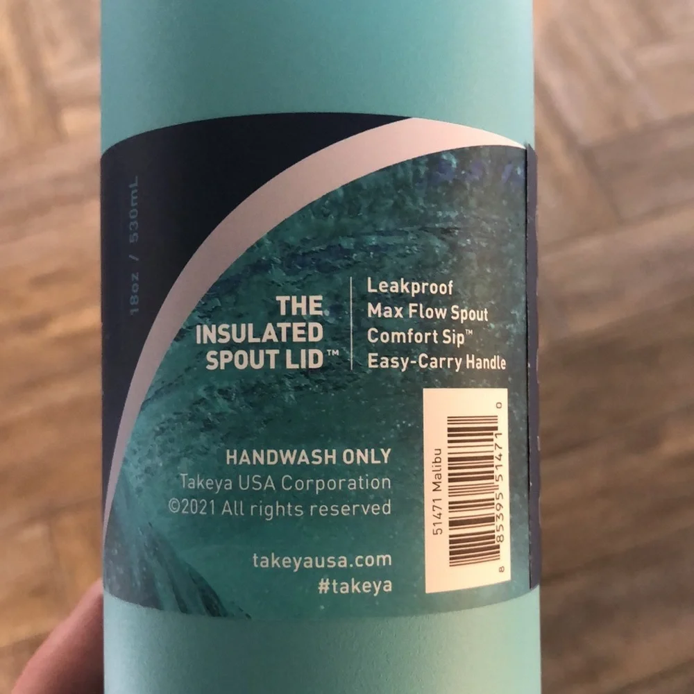 Takeya Actives Insulated Water Bottle 18 Oz. Malibu Color NEW Set of 3! - Picture 4 of 7